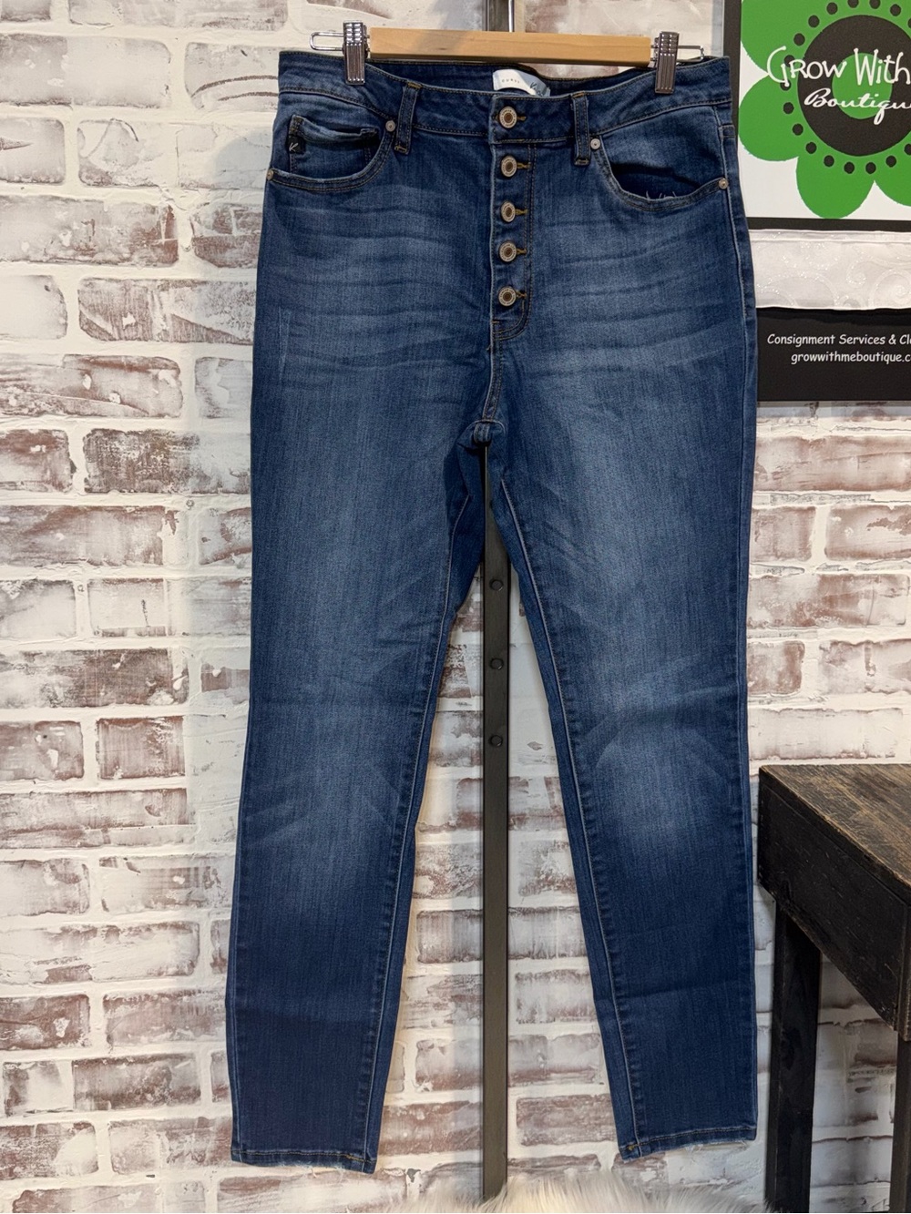 KanCan Dark Wash High-Rise Button-Fly Skinny Jeans